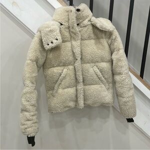 SAM Cream Puffer Jacket High Collar Insulated